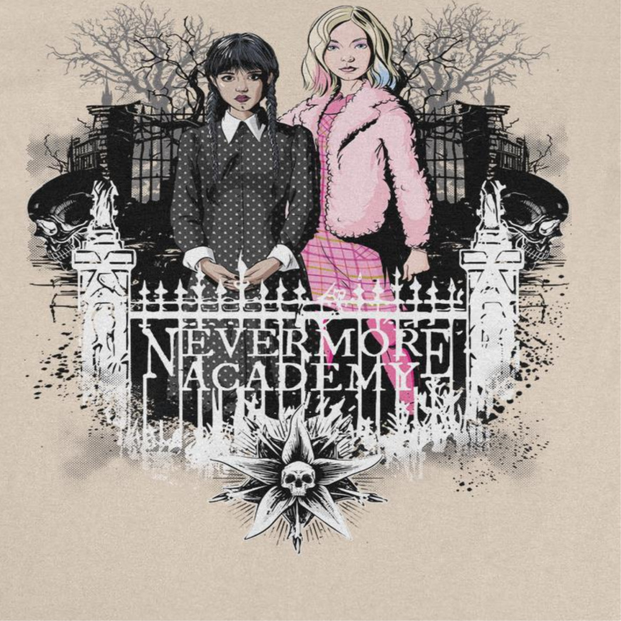 Wednesday Nevermore Gate Sand T-Shirt