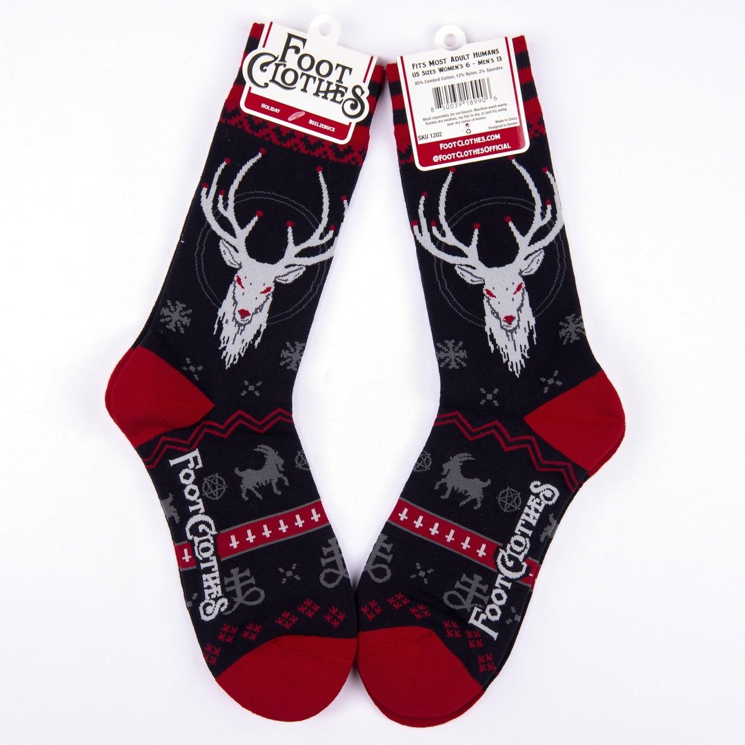 Beelzebuck Ugly Xmas Sweater Crew Socks (Online Only Item)