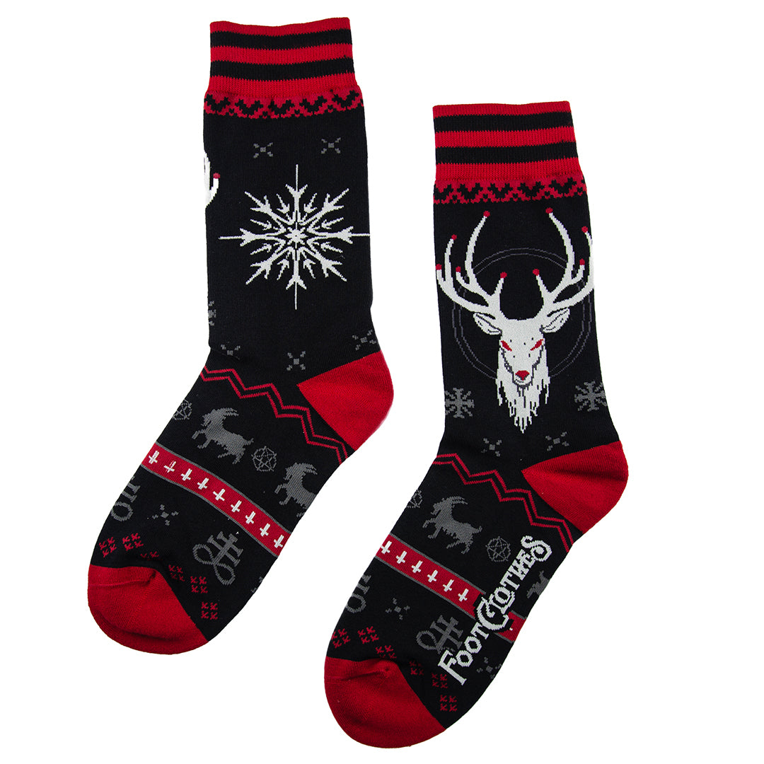 Beelzebuck Ugly Xmas Sweater Crew Socks (Online Only Item)