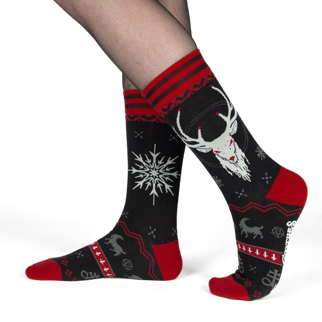 Beelzebuck Ugly Xmas Sweater Crew Socks (Online Only Item)