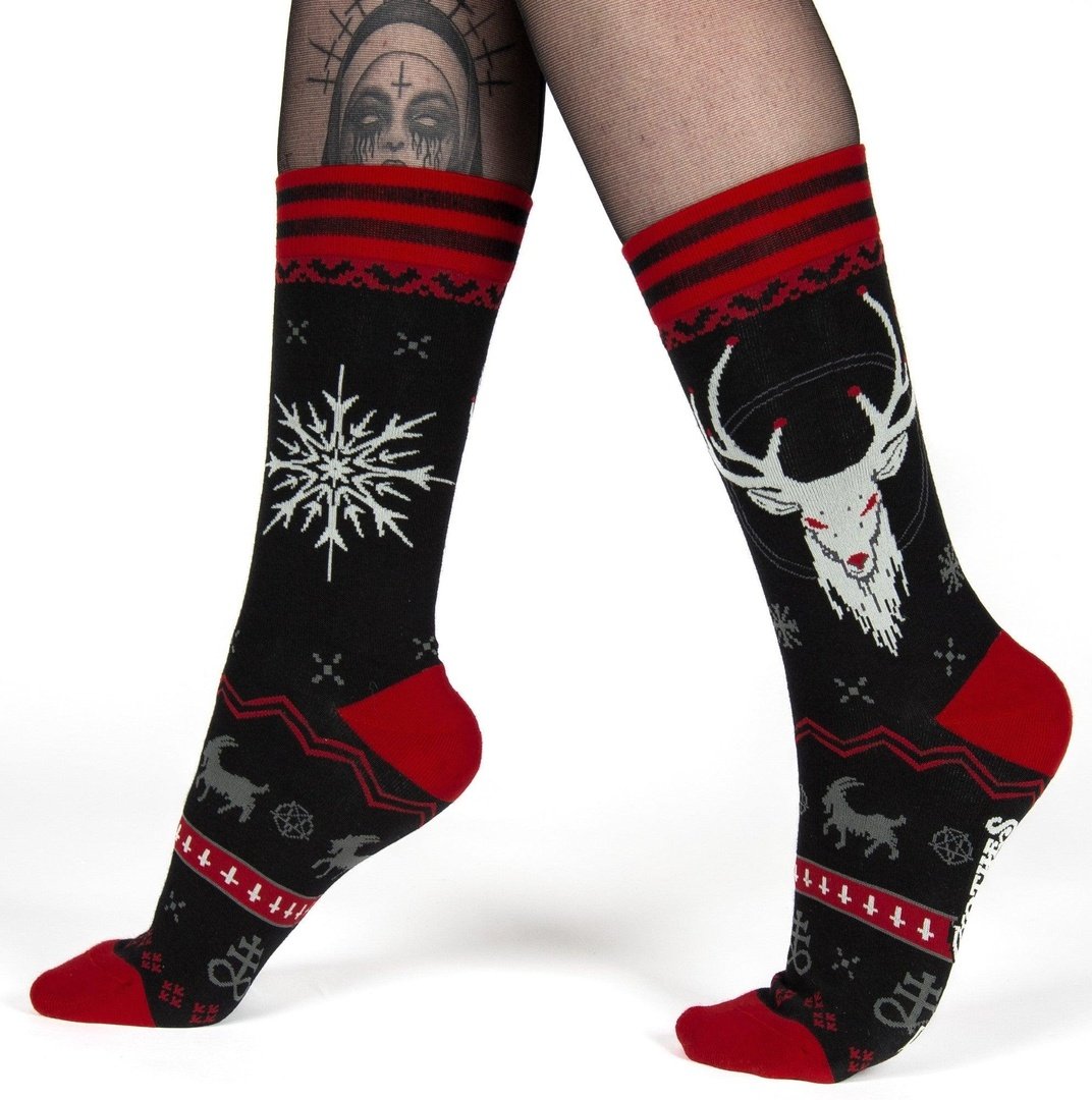 Beelzebuck Ugly Xmas Sweater Crew Socks (Online Only Item)