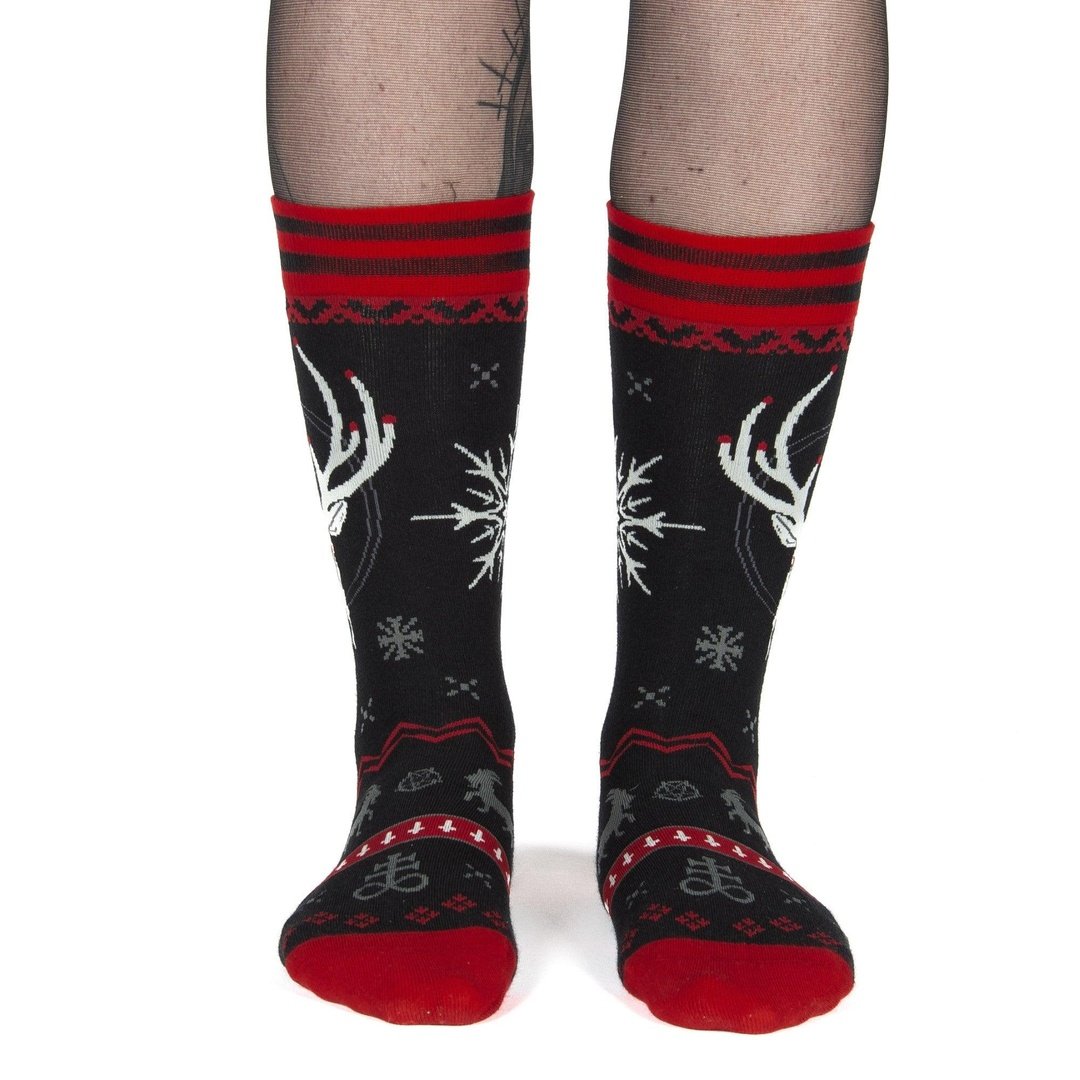 Beelzebuck Ugly Xmas Sweater Crew Socks (Online Only Item)