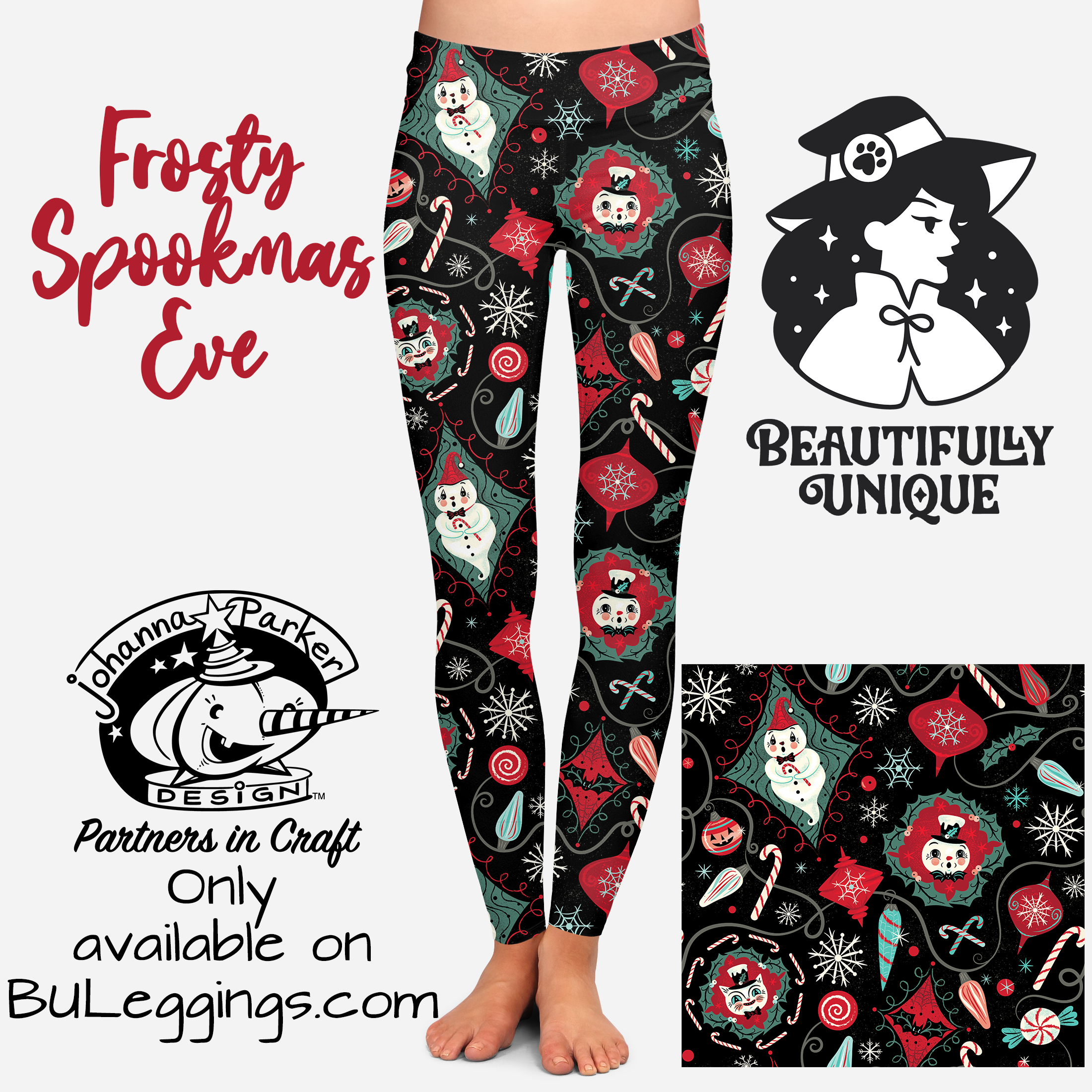 Frosty Spookmas Eve (Johanna Parker Exclusive) - High-quality Handcrafted Vibrant Legging (Online Only Item)