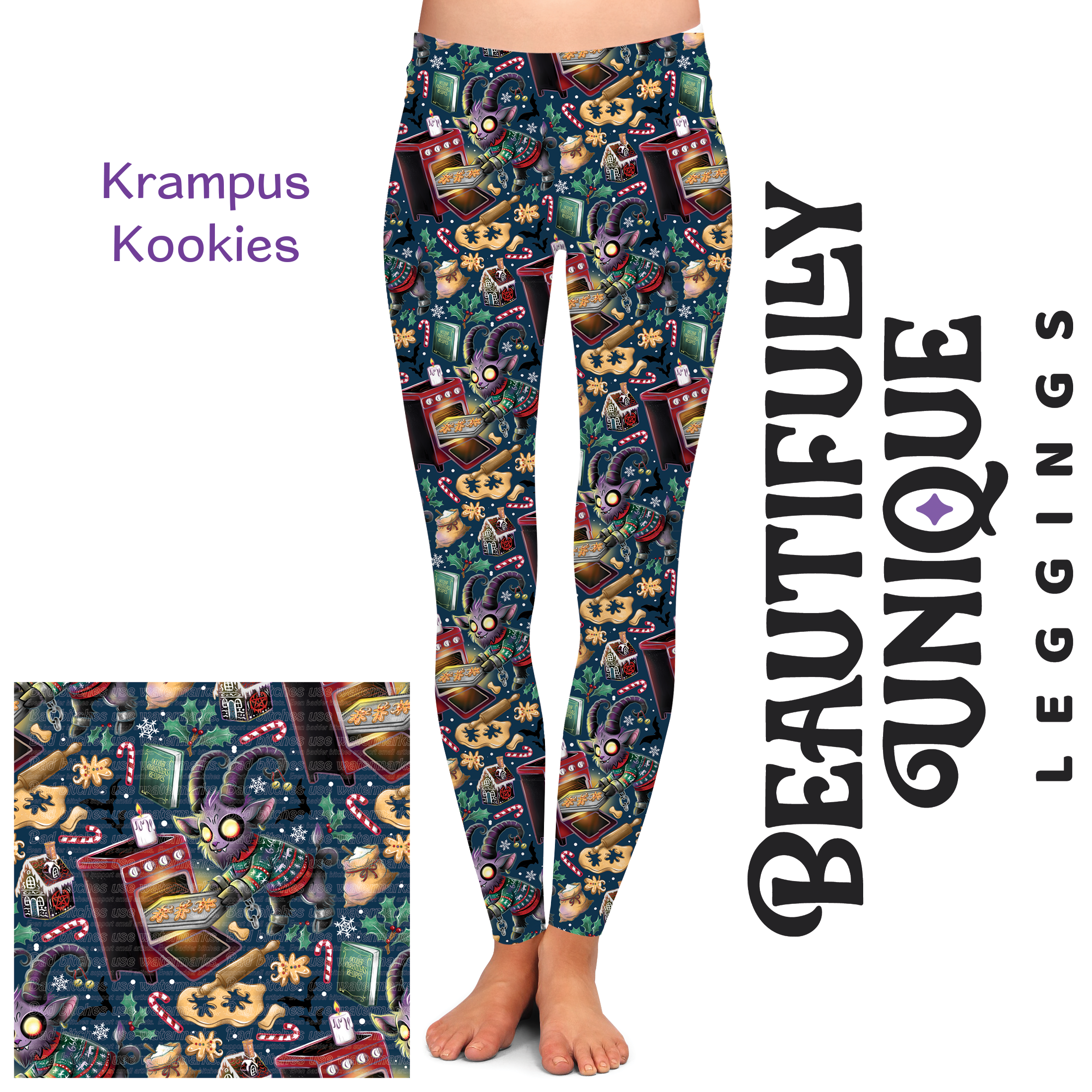 Krampus Kookies (Semi-Exclusive) - Goth Creepmas High-quality Handcrafted Vibrant Leggings (Online Only Item)
