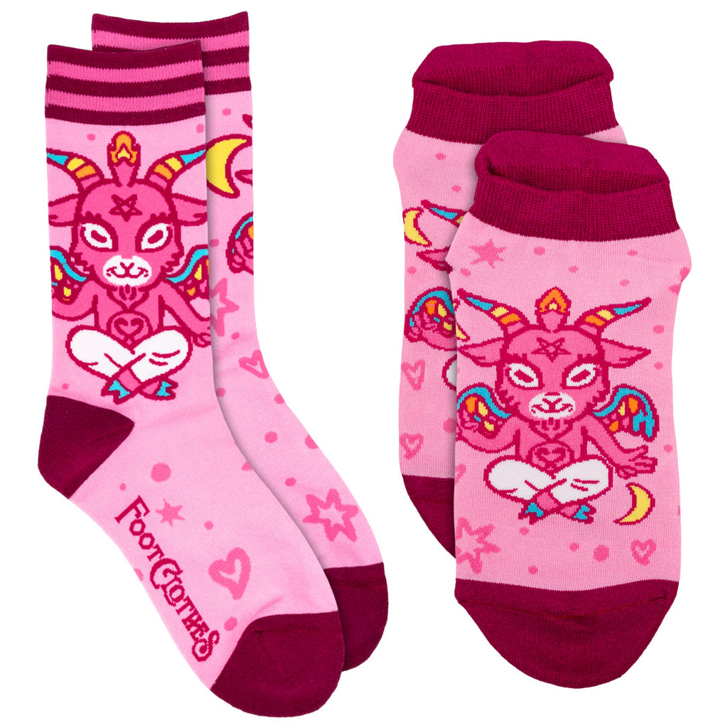 Cute Baphomet Ankle and Crew Sock Pack | 2 Designs