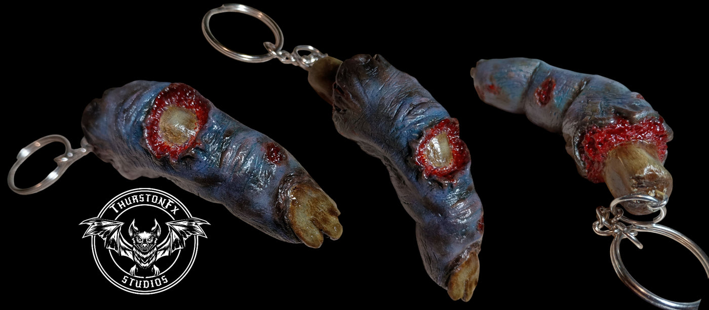 Blue Zombie Finger Keychain