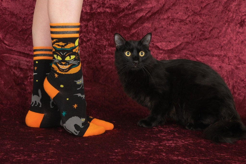 Vintage Black Cat Crew Socks