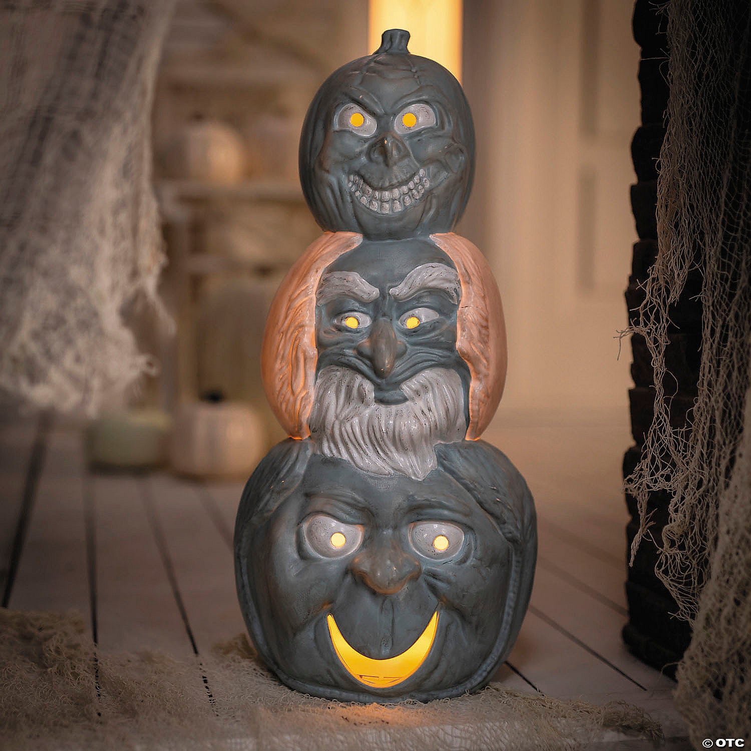LIGHT UP HITCHIKING GHOSTS PUMPKIN STACK