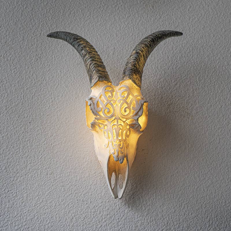 Goat Hanging Decorative Skull w/LED