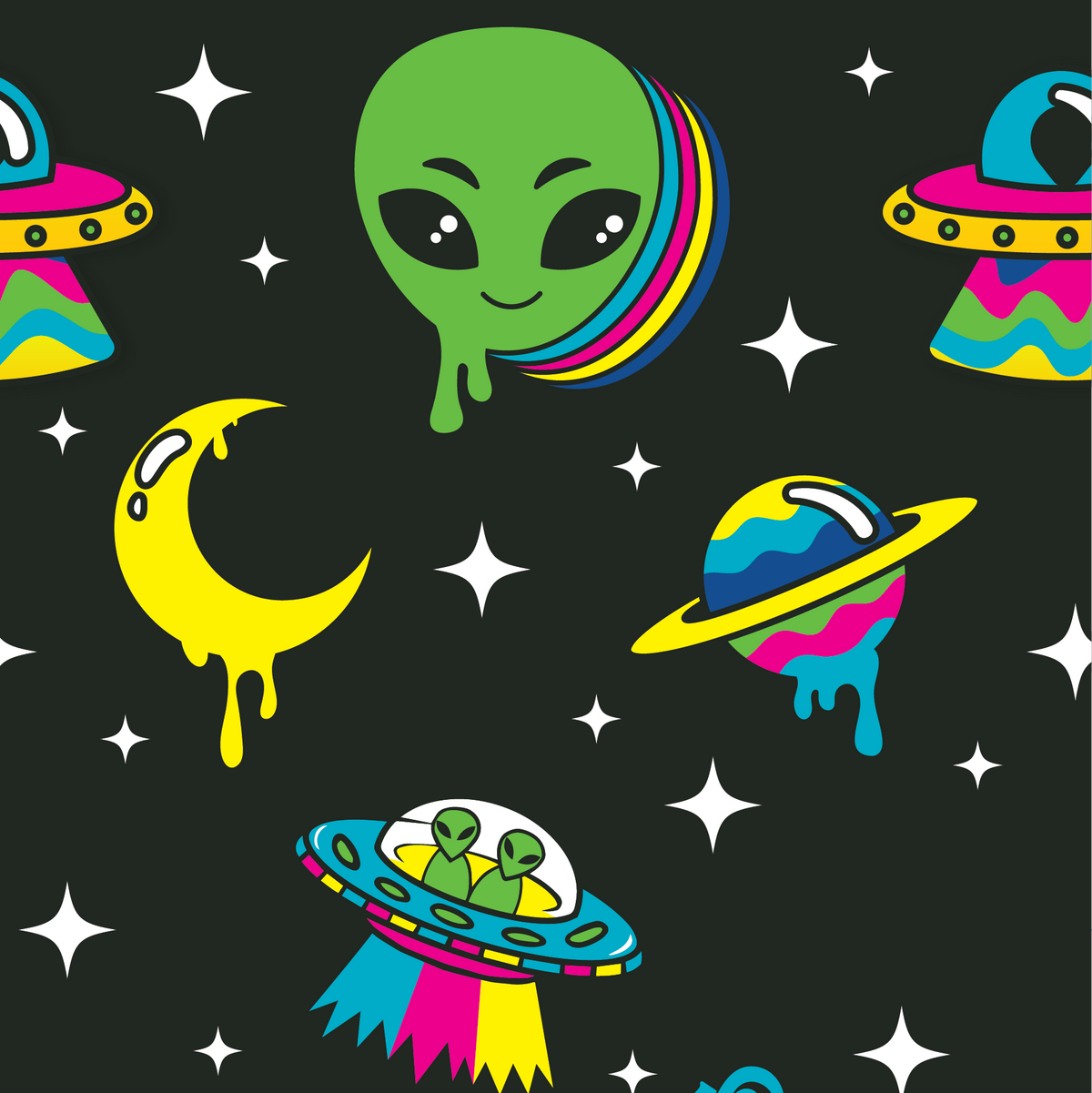 Spaced Out Alien UV Reactive Crew Socks