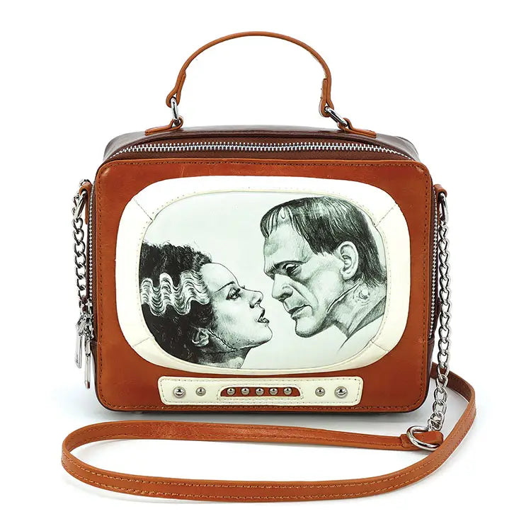 Glow in the Dark Frankenstein and Bride Tv Set Bag in Vinyl