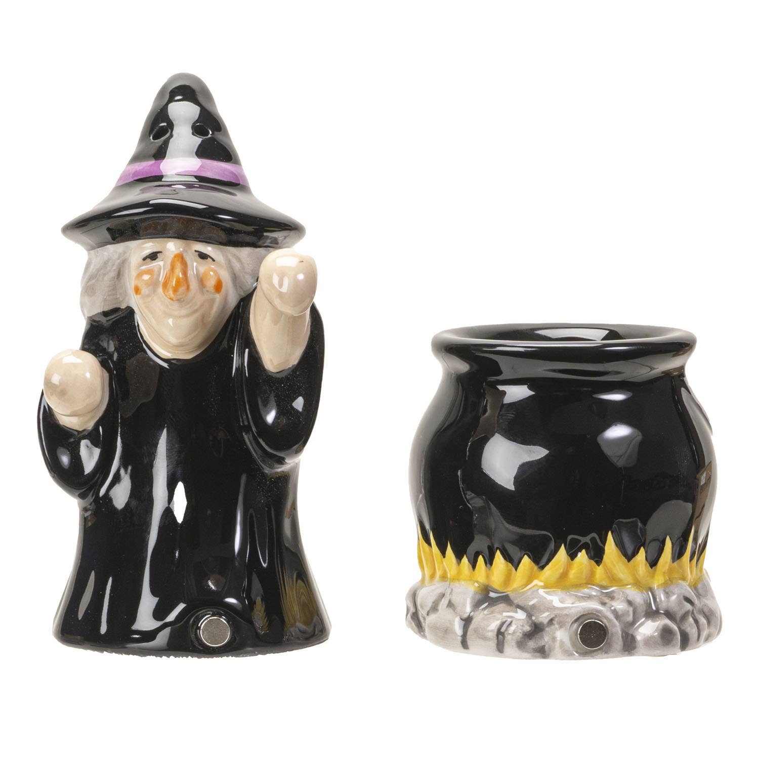 Witch and Cauldron Ceramic Salt & Pepper Shaker Set