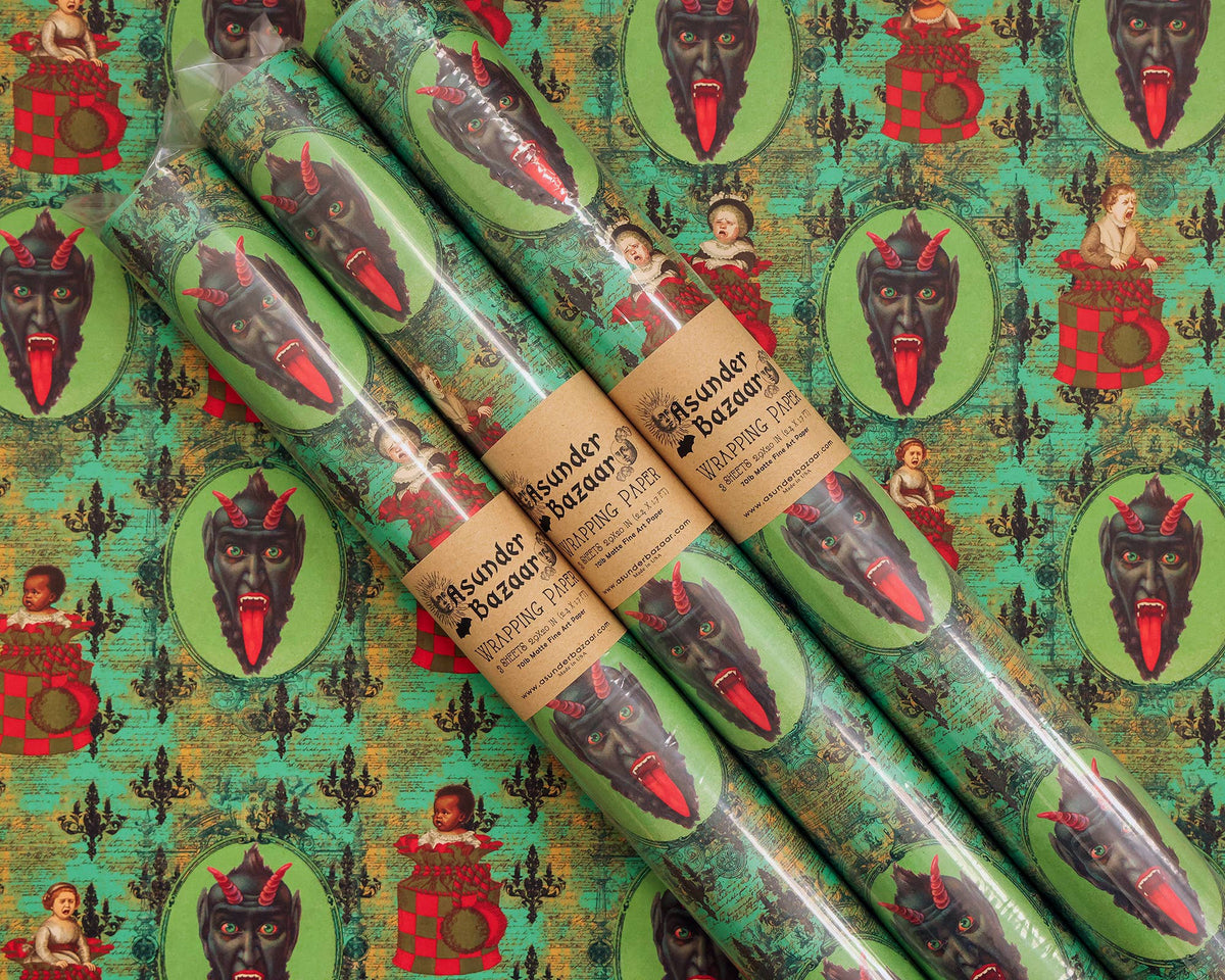 Krampus Children Collage Wrapping Paper Set 3 Sheet Roll (Not Yet Available)
