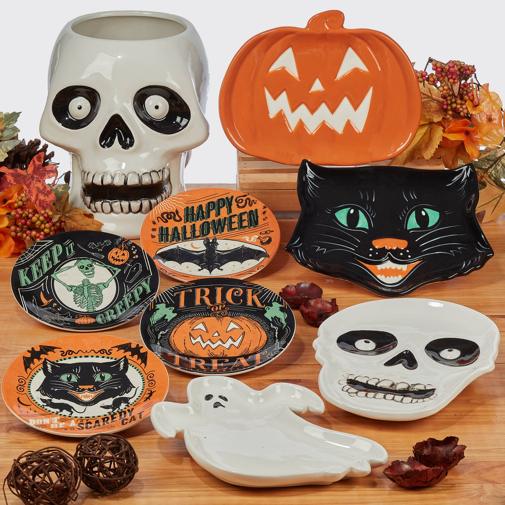 Scaredy Cat Halloween Canape Plate Round 6"/ 1 pc