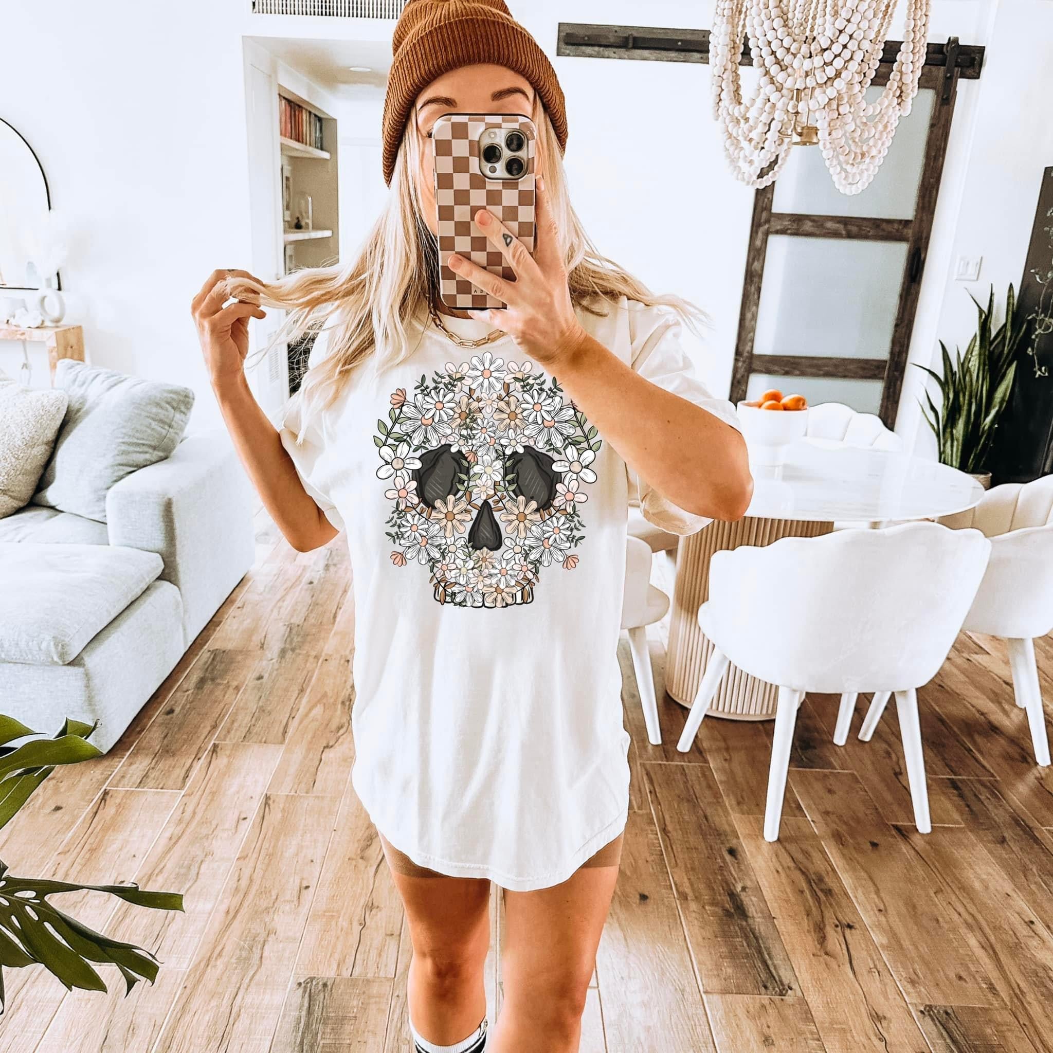 Flower Skull Adult Short Sleeve Shirt