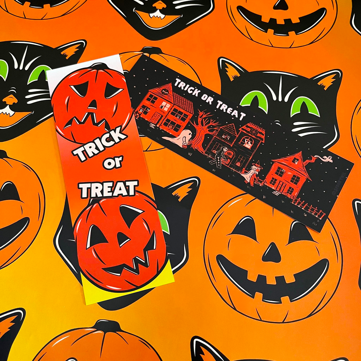 Vintage Halloween Inspired Bookmark Trick or Treat Pumpkins