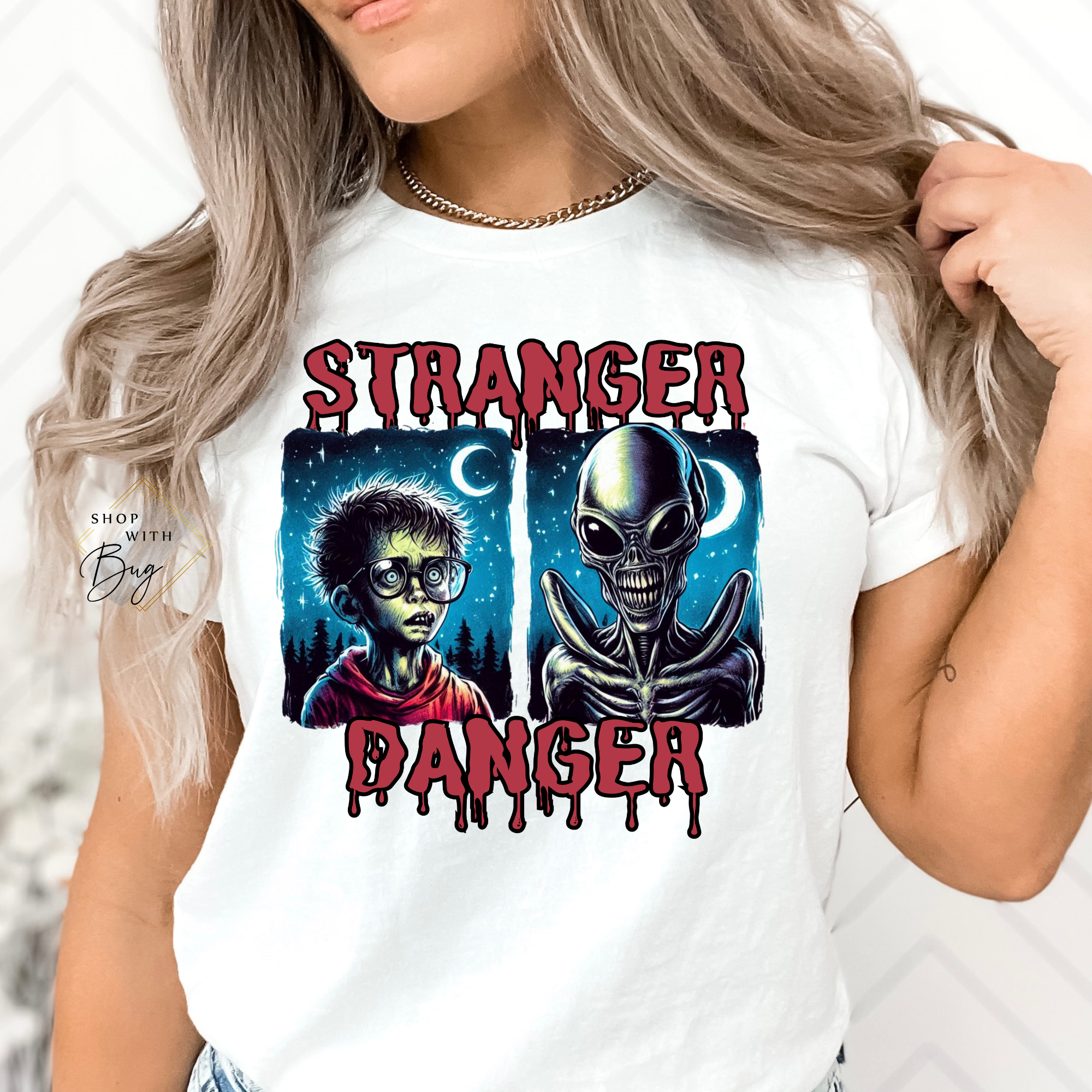 Stranger Danger Alien Adult T-shirt