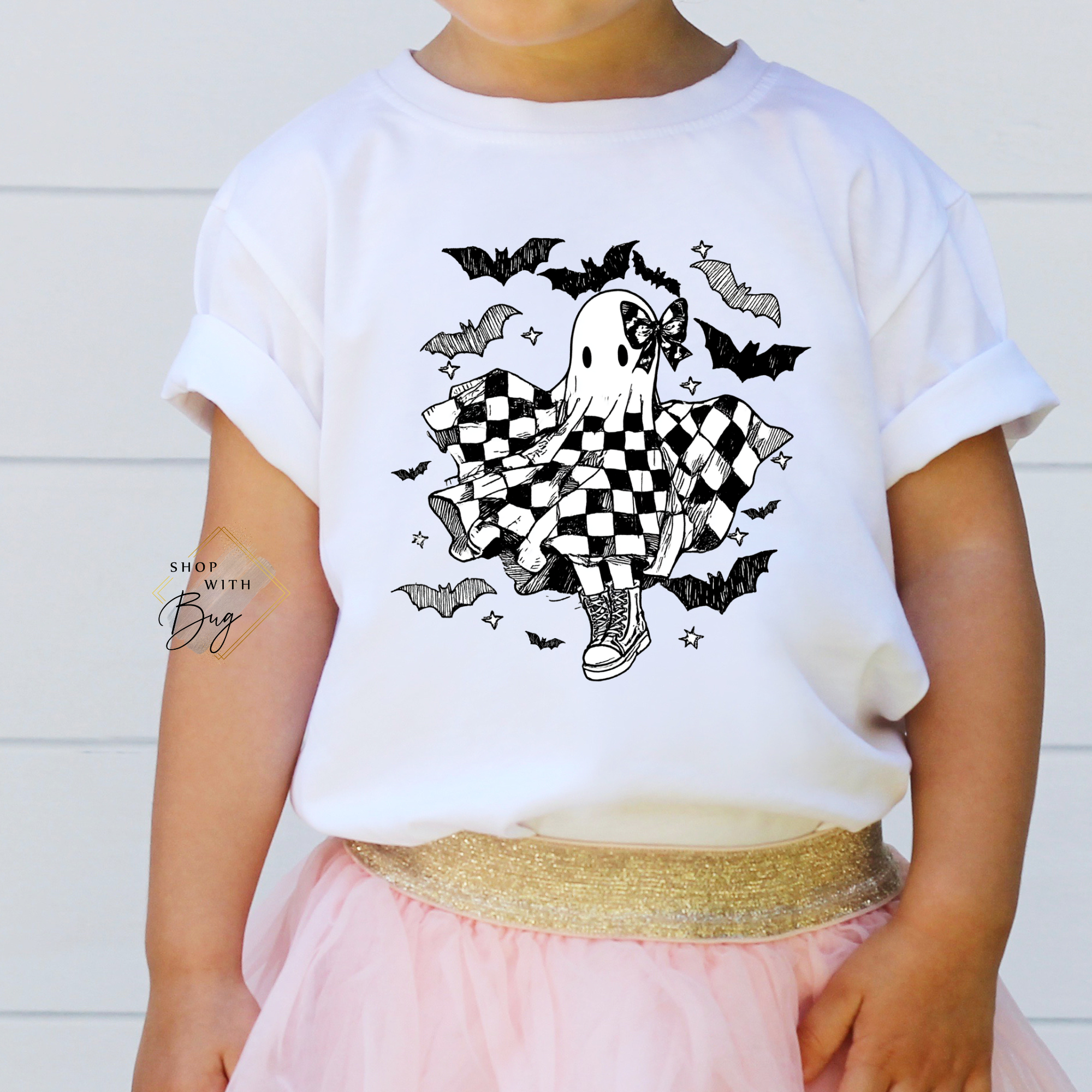 Spooky Checkered Ghost Shirt