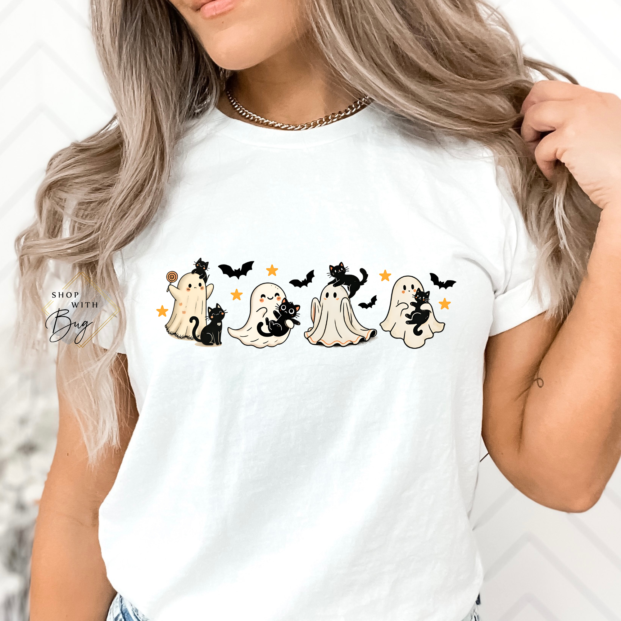 Ghosts and Cats Adult Shirt