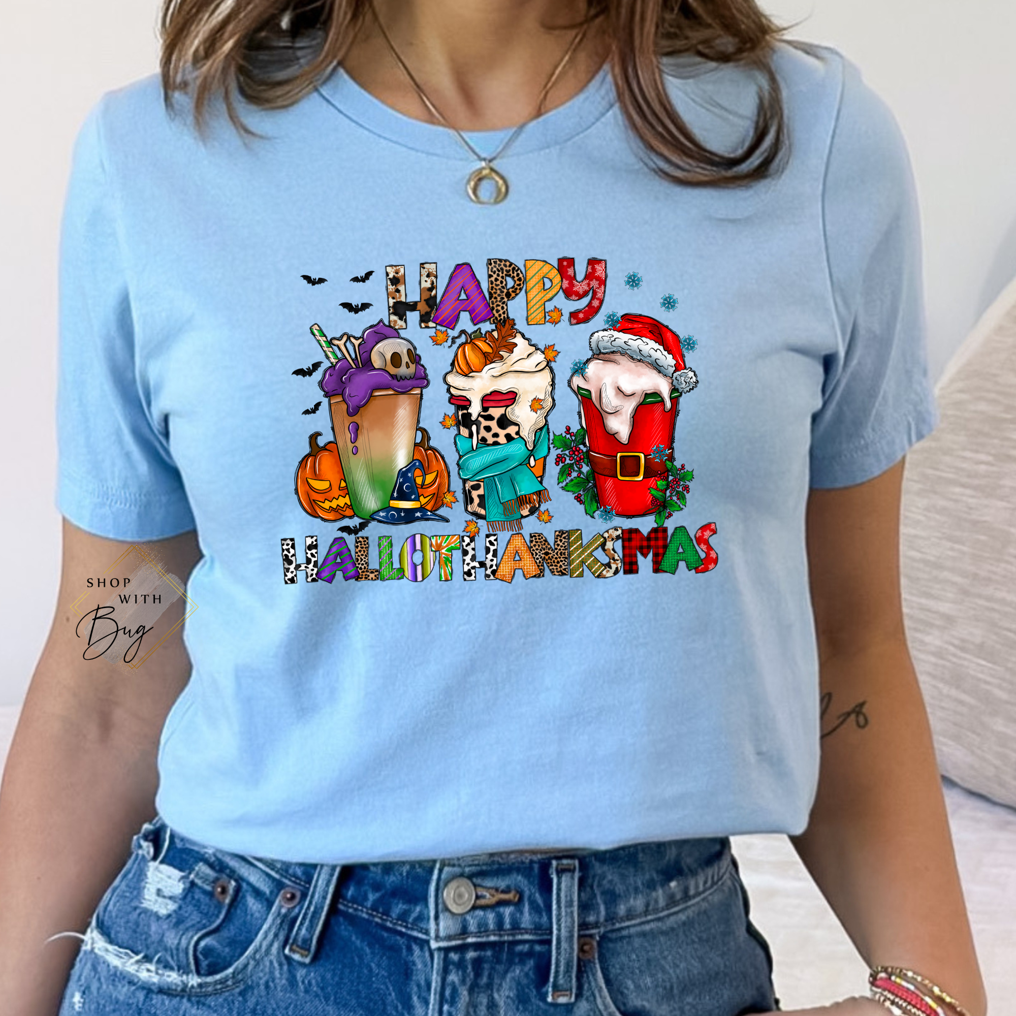 Happy Hallothankmas Adult Short Sleeve Shirt