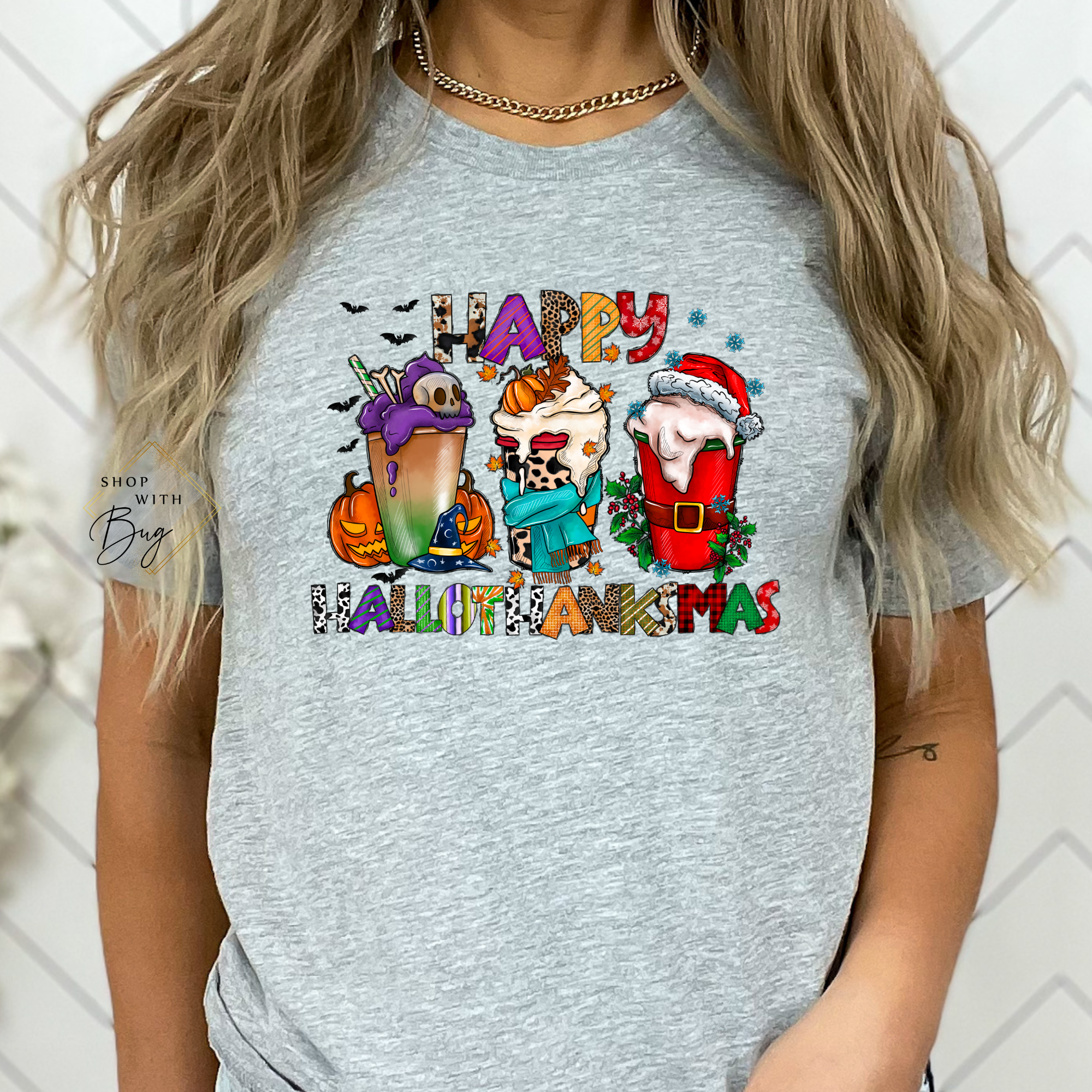 Happy Hallothankmas Adult Short Sleeve Shirt