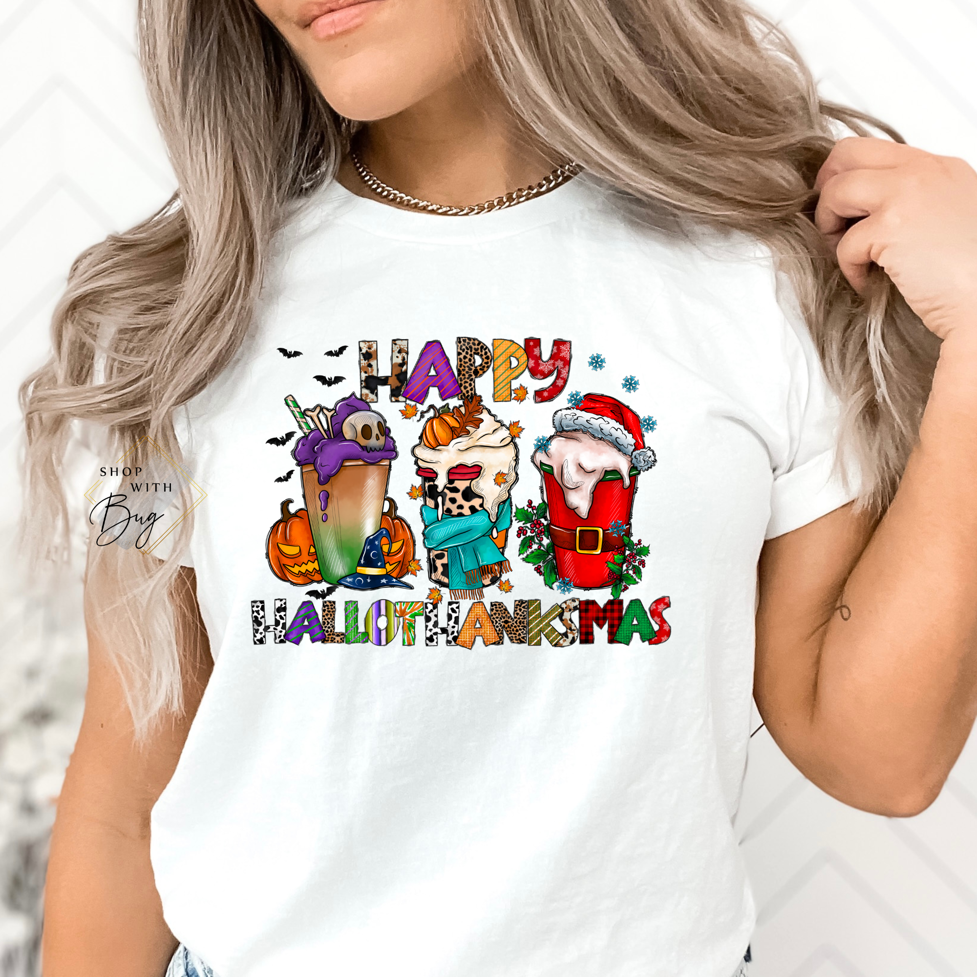 Happy Hallothankmas Adult Short Sleeve Shirt