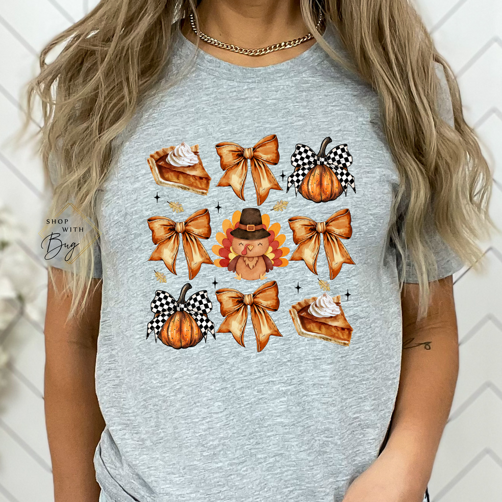 Retro Thanksgiving Checkered Adult Short Sleeve Shirt