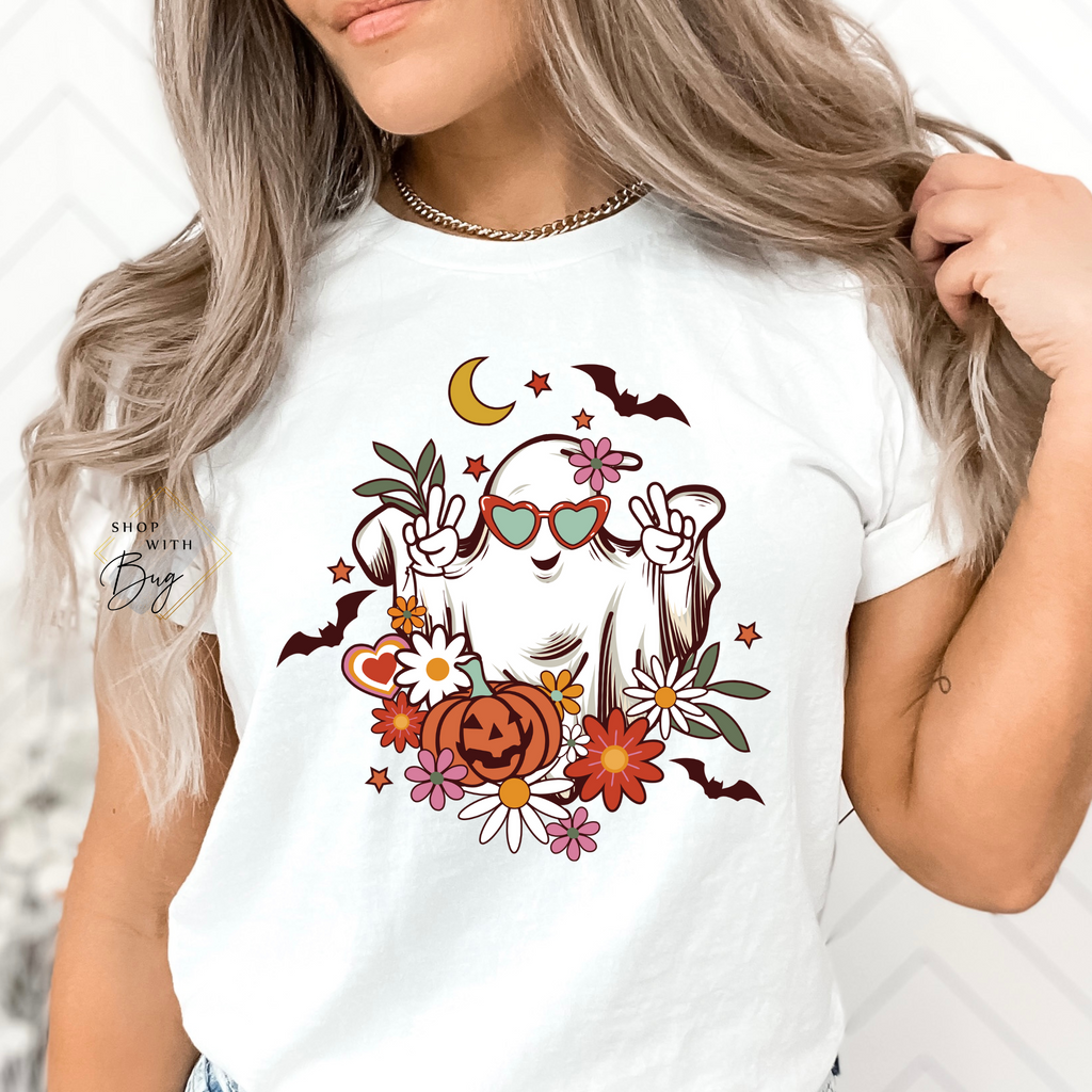 Peace Girly Ghost Adult Short Sleeve  Shirt