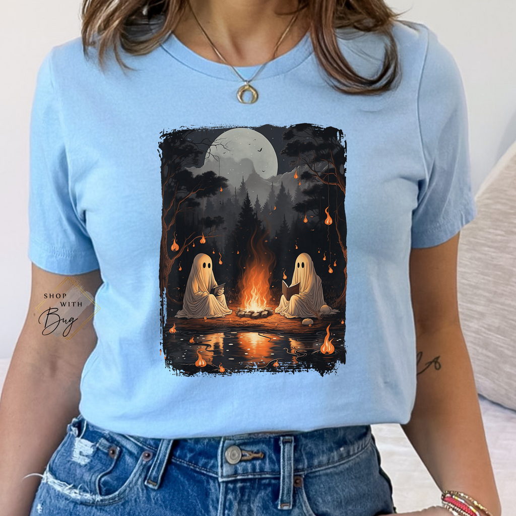 Fire Camp Fire Ghosts Adult Short Sleeve Shirt