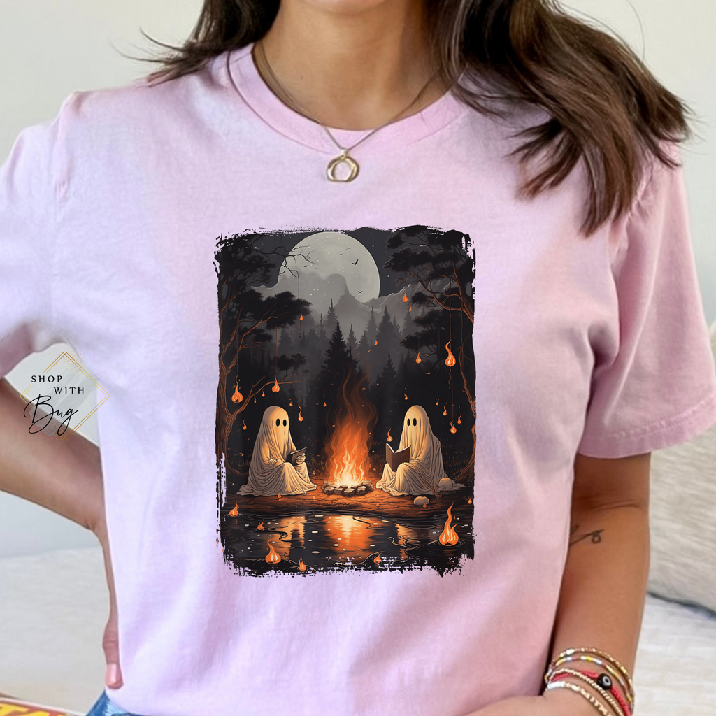 Fire Camp Fire Ghosts Adult Short Sleeve Shirt
