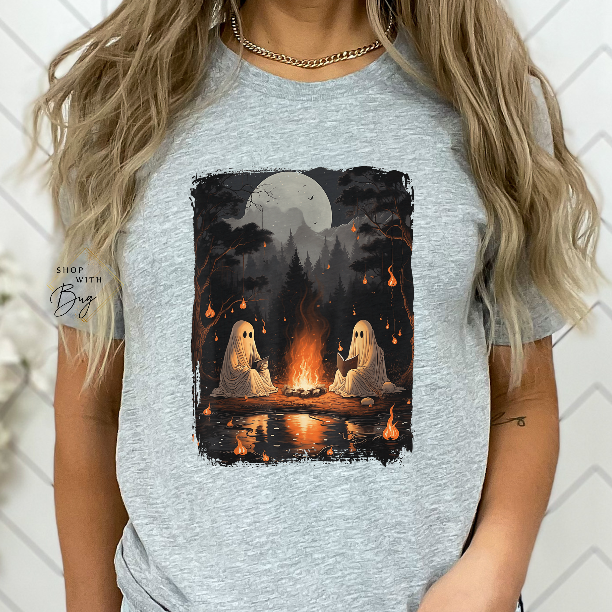 Fire Camp Fire Ghosts Adult Short Sleeve Shirt