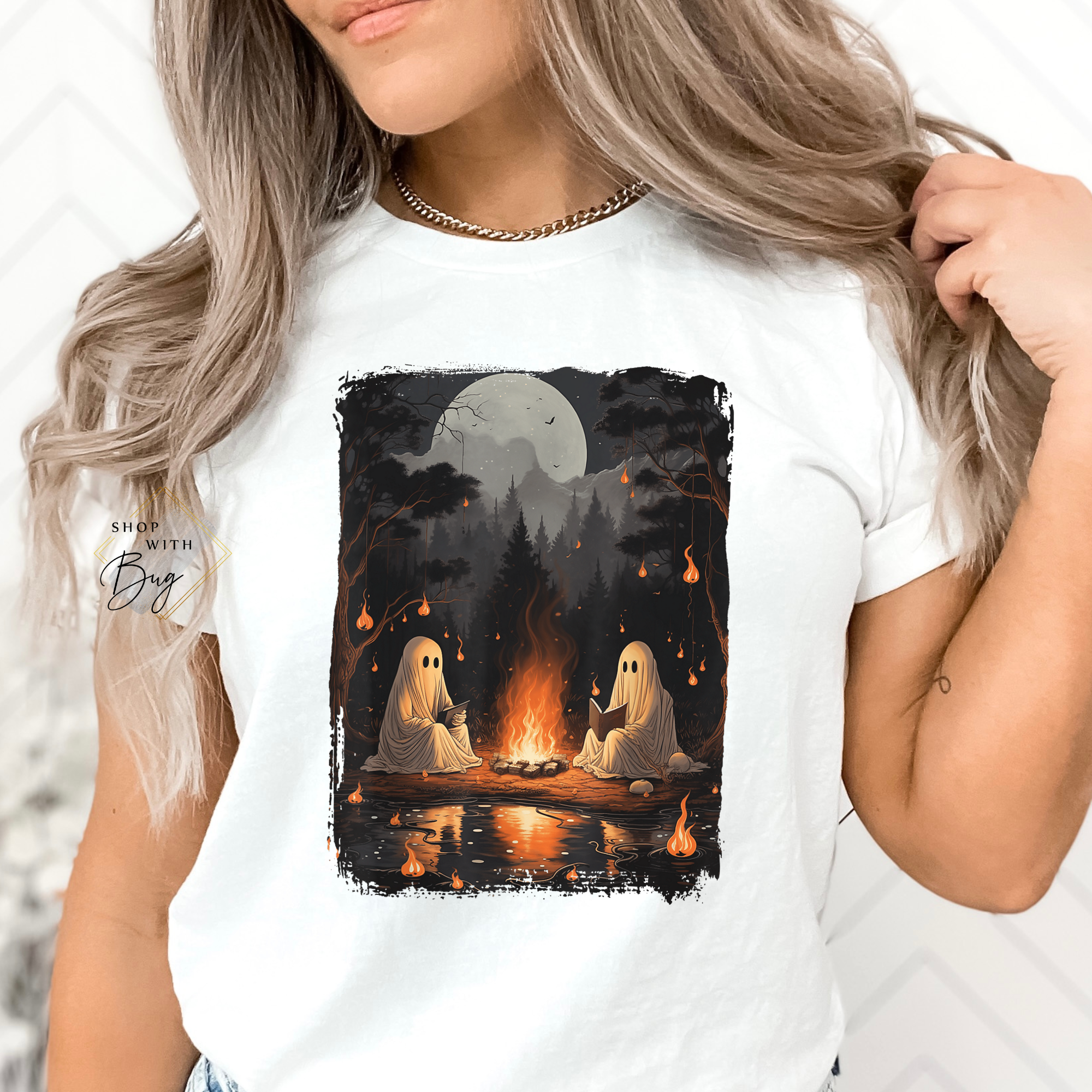 Fire Camp Fire Ghosts Adult Short Sleeve Shirt