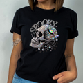Spooky Glitter Skull Adult Short Sleeve Shirt