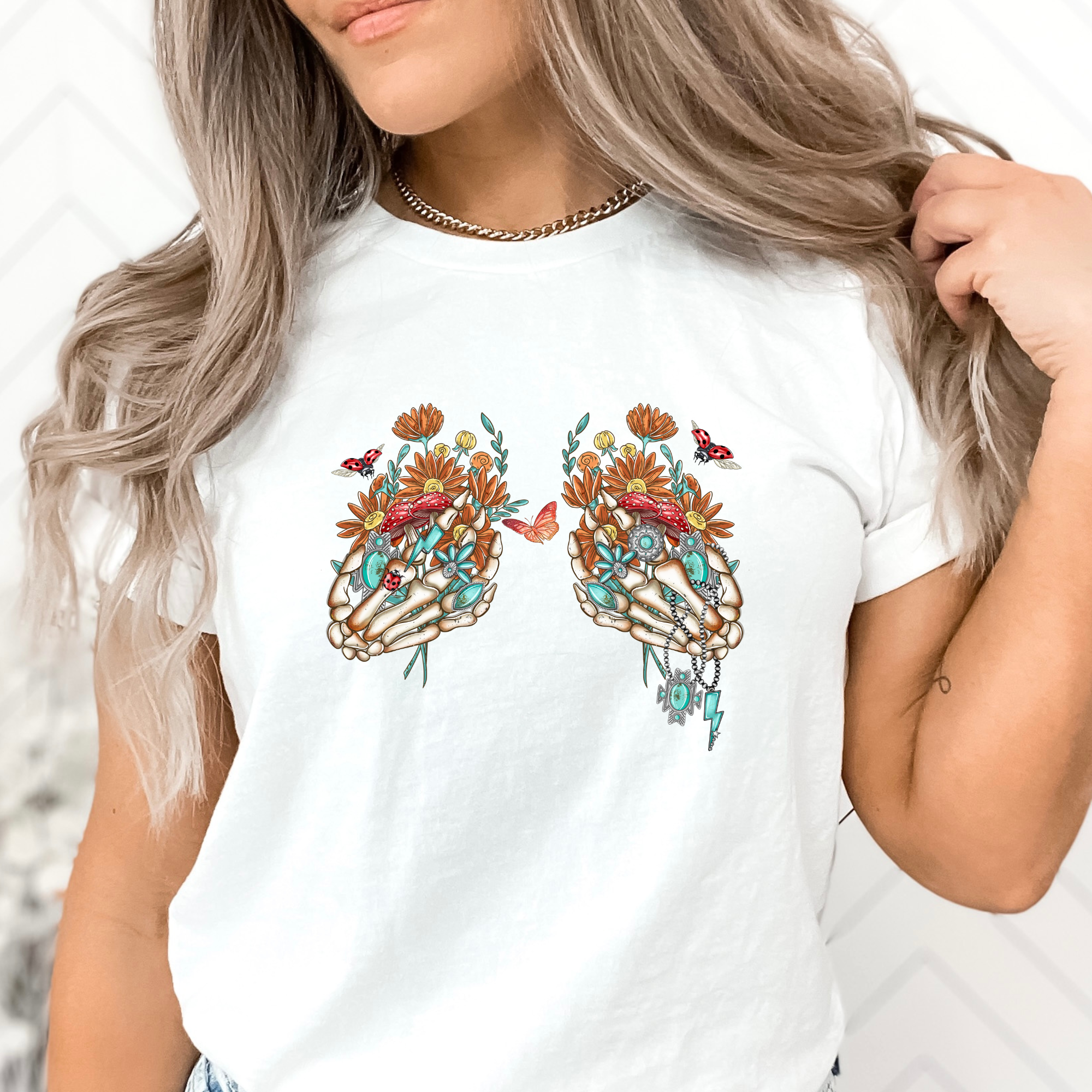 Skull Hands Adult Short Sleeve Shirt