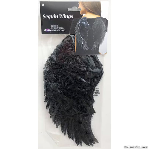 Adult Black Metallic Fabric Foam Wings Costume Accessory