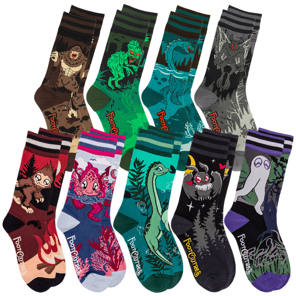 Cryptid Fanatic Crew Sock Pack | 9 Designs