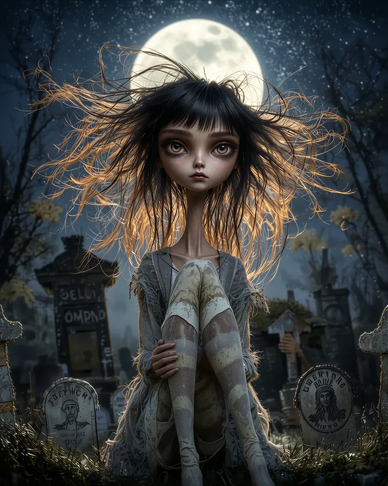 Gothic Girl in Graveyard Greeting Card Set
