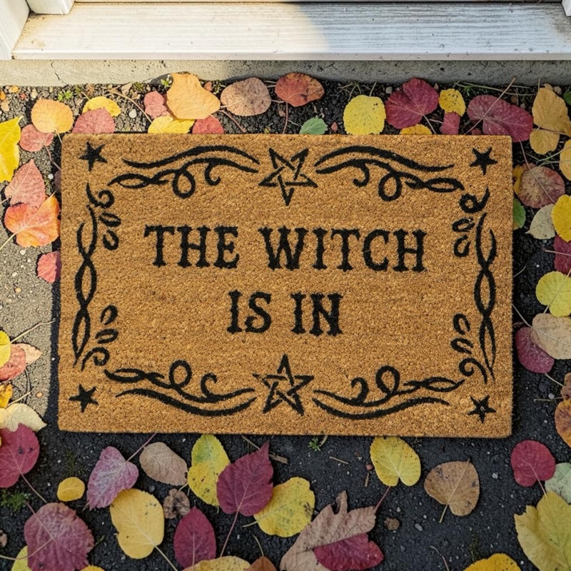 The Witch Is in Welcome Doormat Halloween Decor