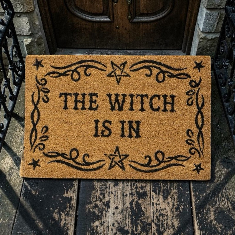 The Witch Is In Decorative Halloween Welcome Door Mat
