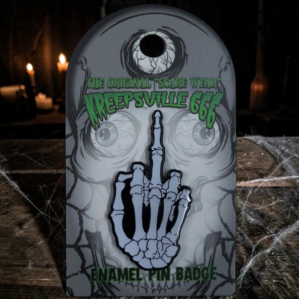 Skeleton Middle Finger Glow Enamel Pin Badge