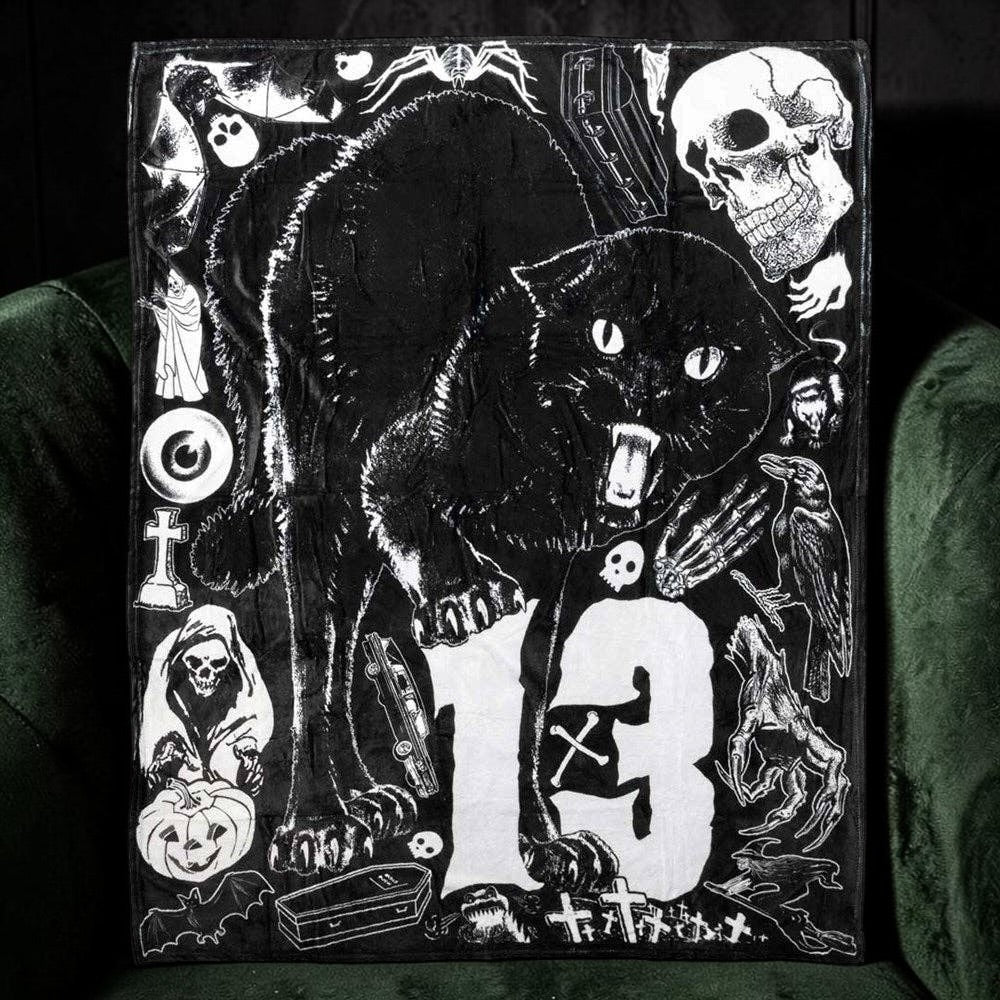 Black Cat 13 Throw Blanket