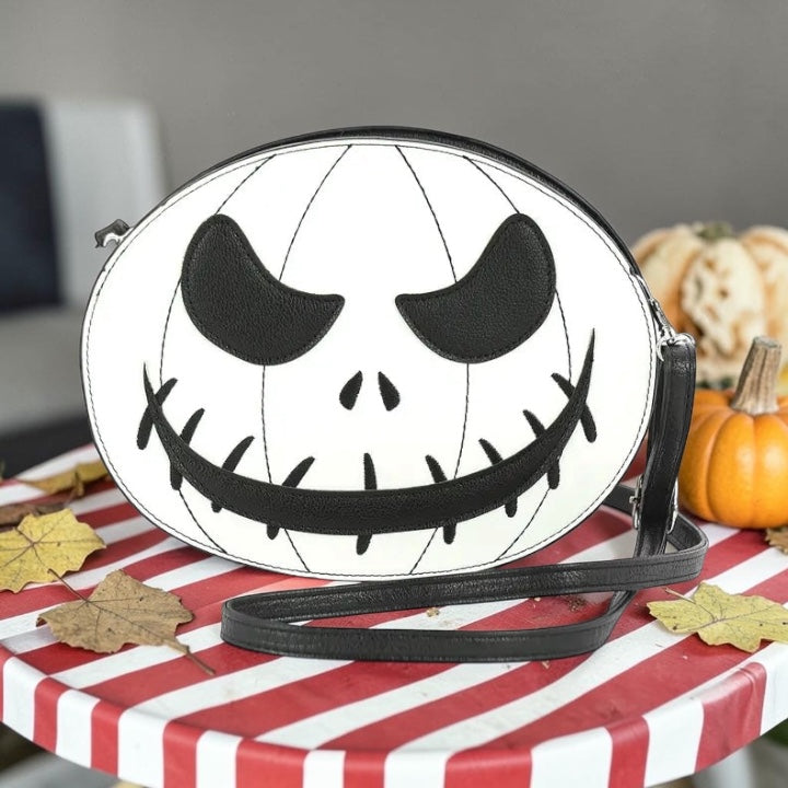 Glow in the Dark White Jack-O-Lantern Shoulder Bag