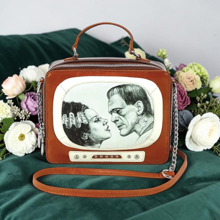 Glow in the Dark Frankenstein and Bride Tv Set Bag in Vinyl