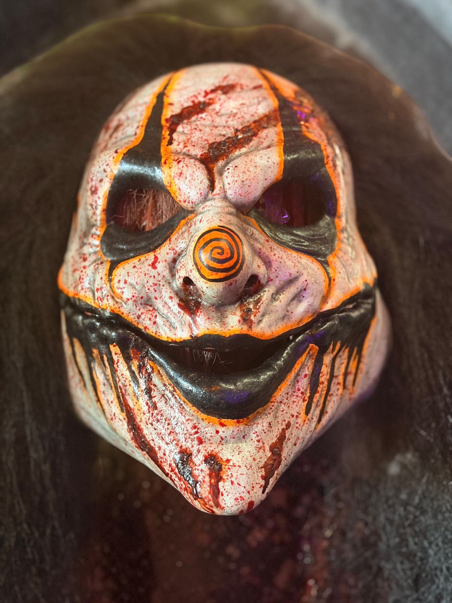 Custom Latex Clown Mask- Black Hair