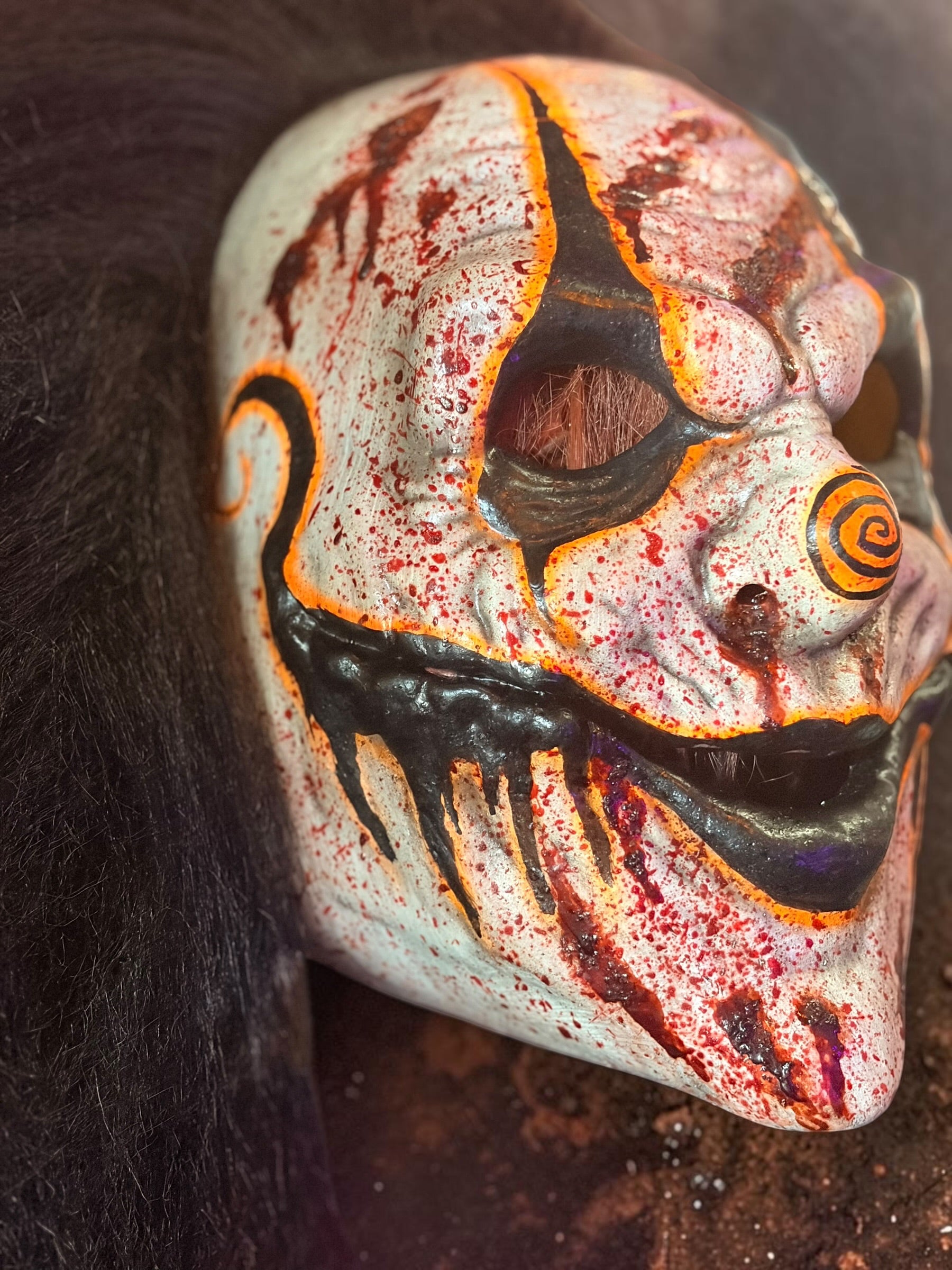 Custom Latex Clown Mask- Black Hair
