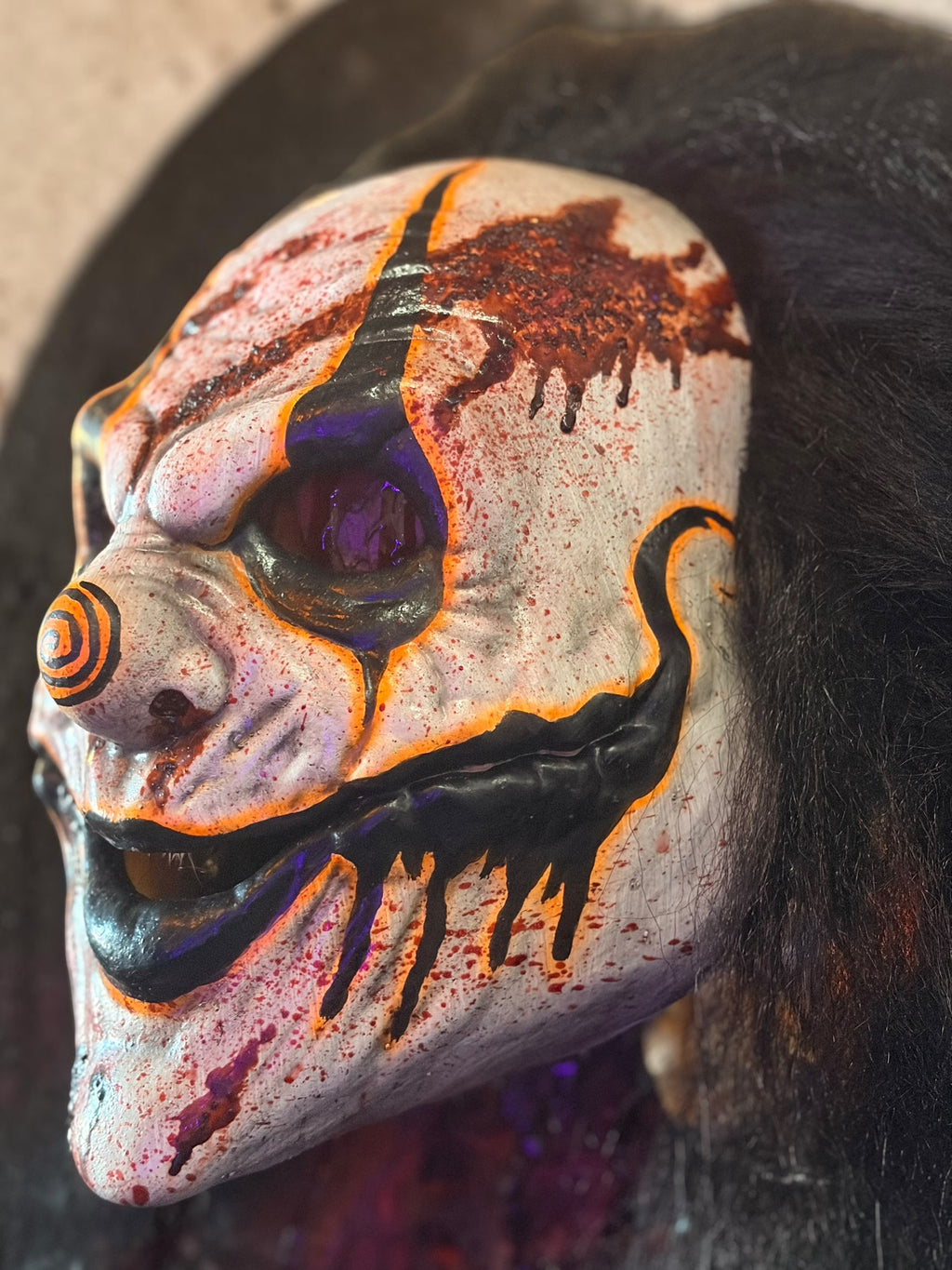 Custom Latex Clown Mask- Black Hair