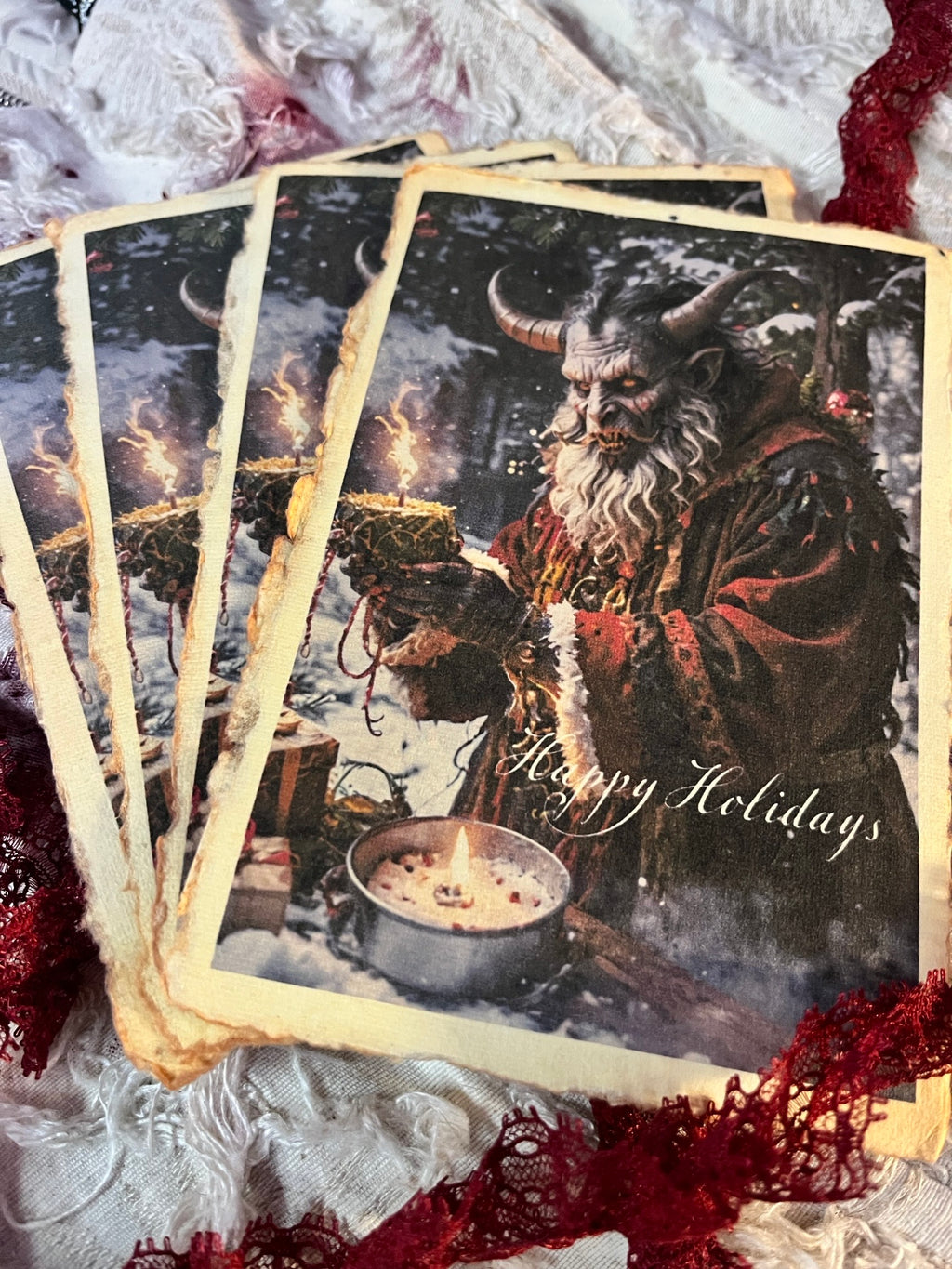 Krampus Christmas Card / On Handcrafted Paper