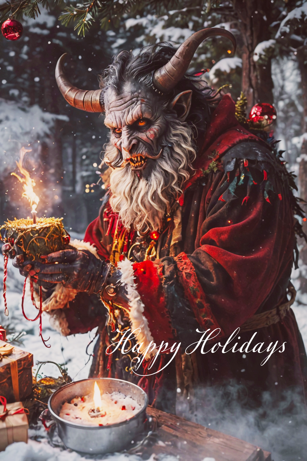 Krampus Christmas Card / On Handcrafted Paper