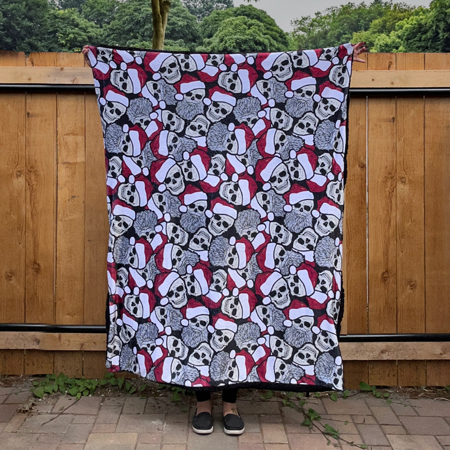 Spooky Christmas Plush Blanket - Santa Skeleton