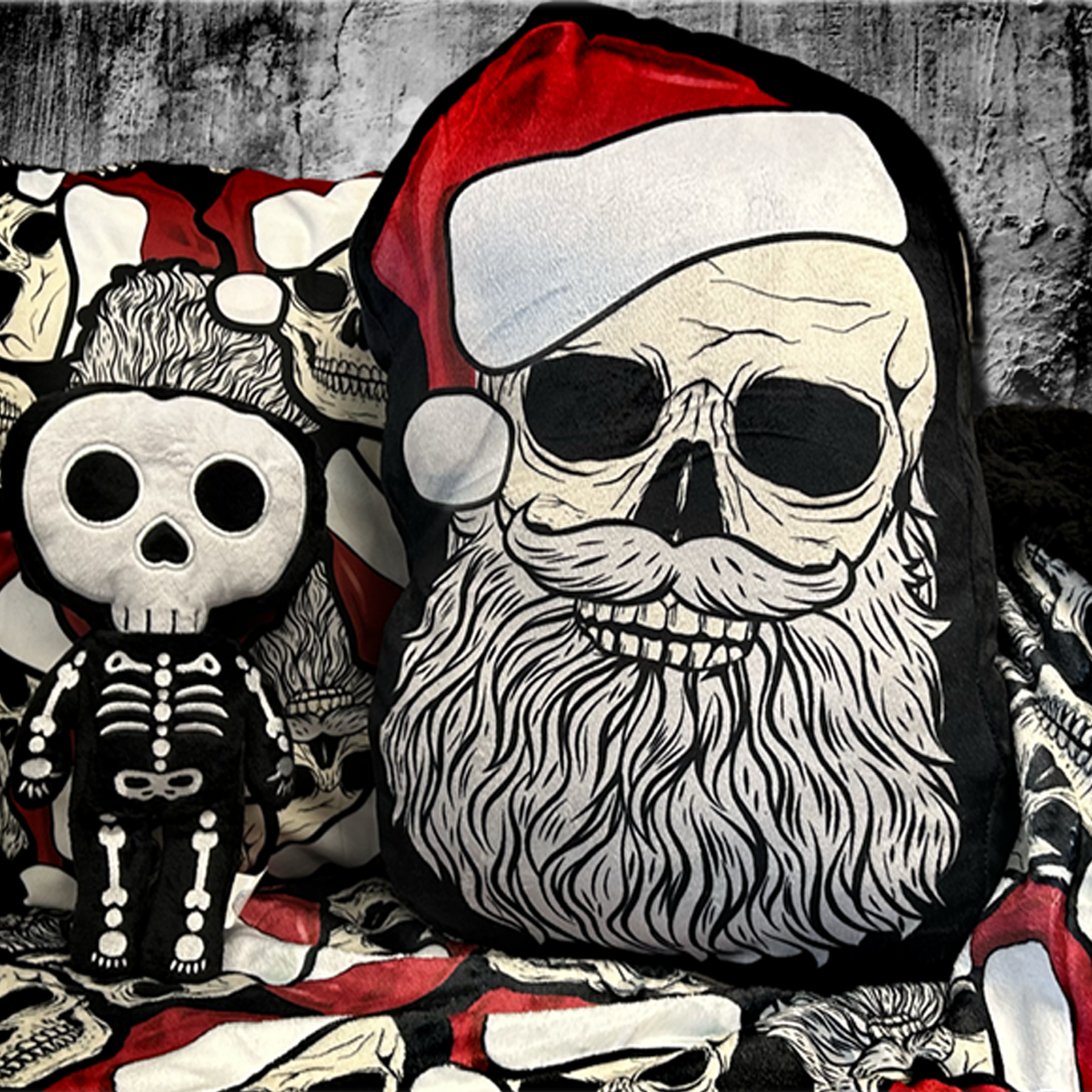 Santa Skeleton 19" Plush Pillow